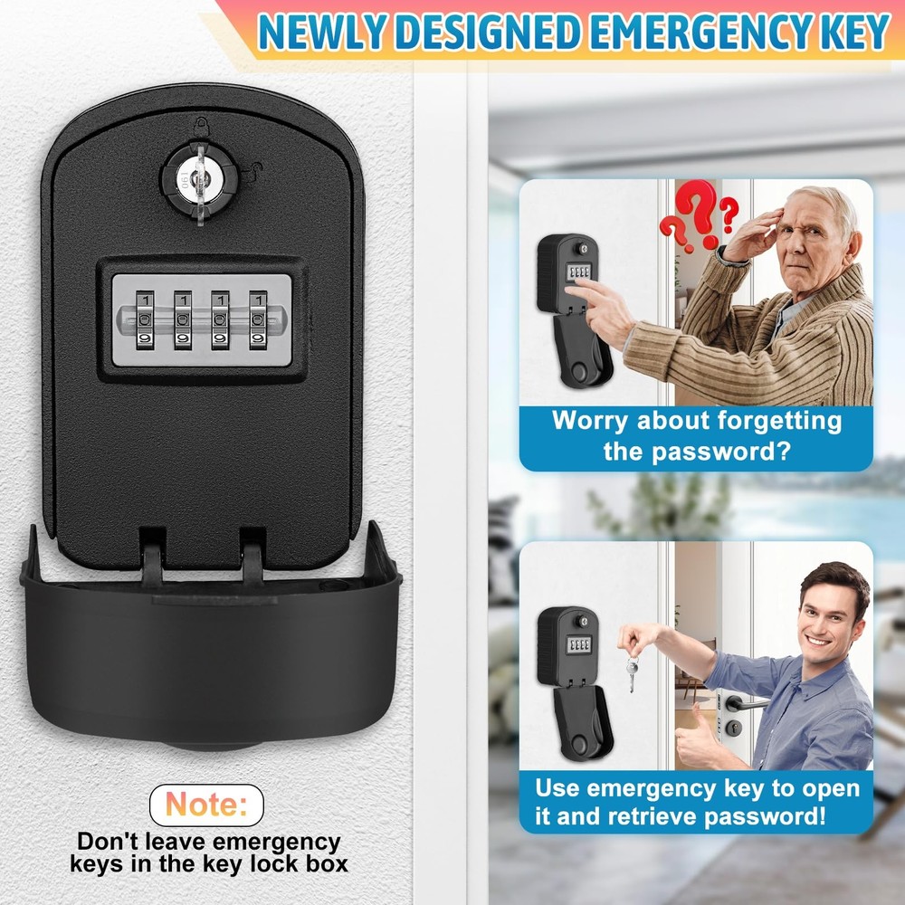 Lock Box for Keys with Code Outdoor Large Capacity Key Lock Box for Outside W...