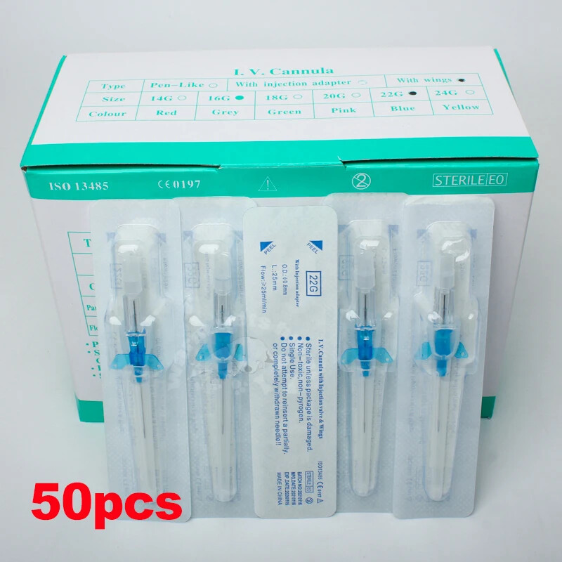50PCS/Box Disposable I V Cannula Replace Cartridges — Individual Packaging