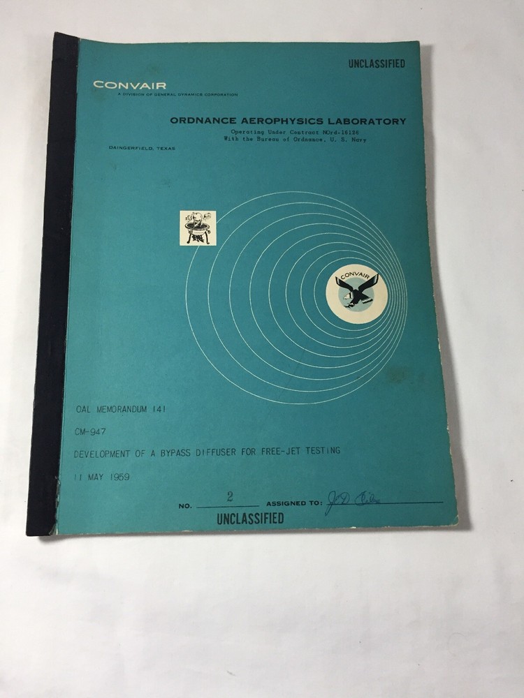 Convair ~ 11 May 1959 Development of a Bypass Diffuser For Free Jet Testing