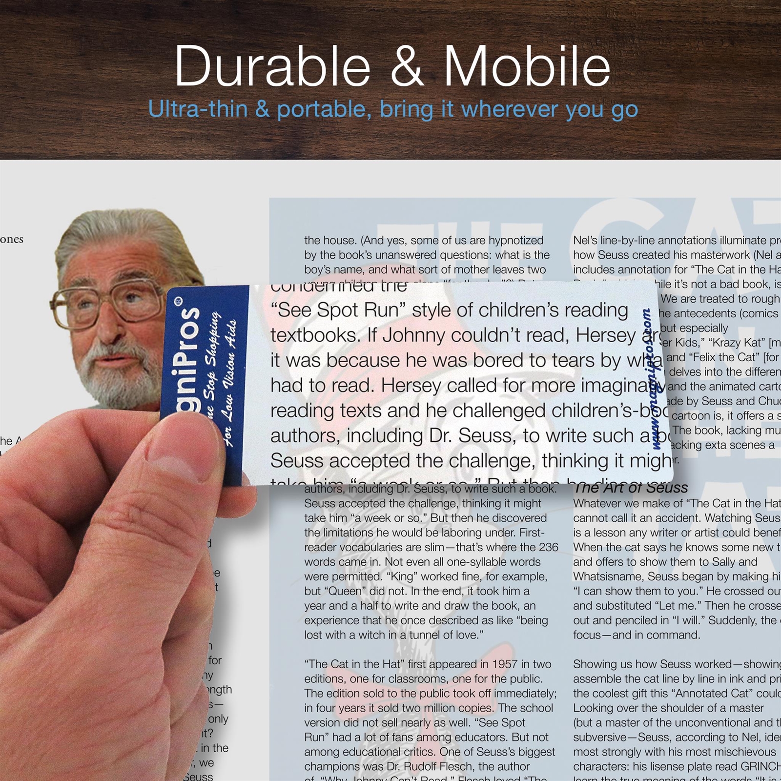 3X (300%) Page Magnifying Lens With 3 Bonus Bookmark Magnifiers for Reading