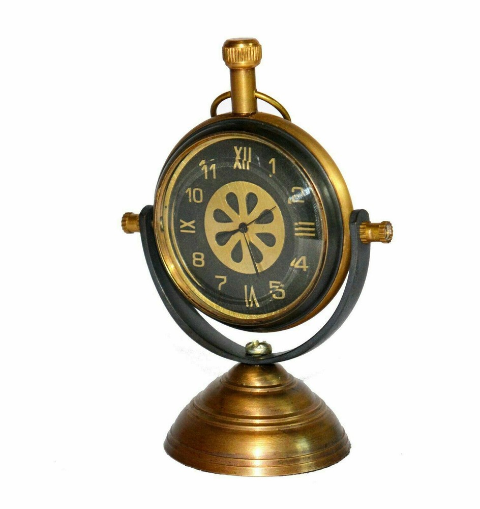Antique vintage maritime designed brass standing table clock desktop decor gift