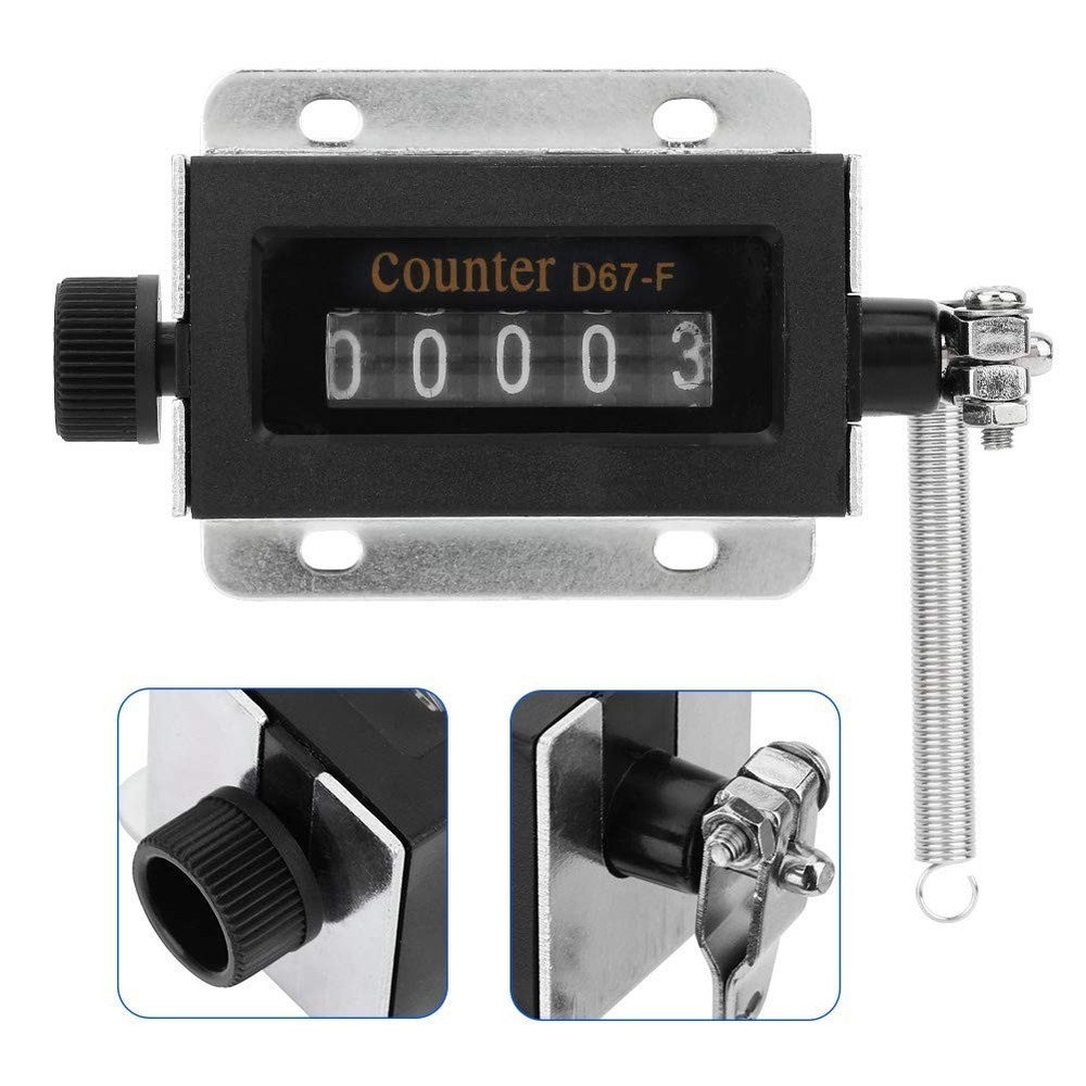 D67-F Mechanical Counter 5 Digit Resettable Pull Stroke Tally for Press Machine
