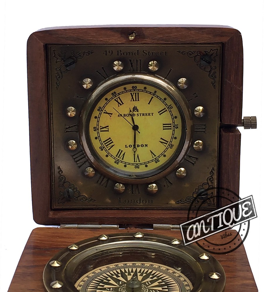 Vintage Vintage Table Decor Retro Clock Bedside Modern Compass & Clock Offi