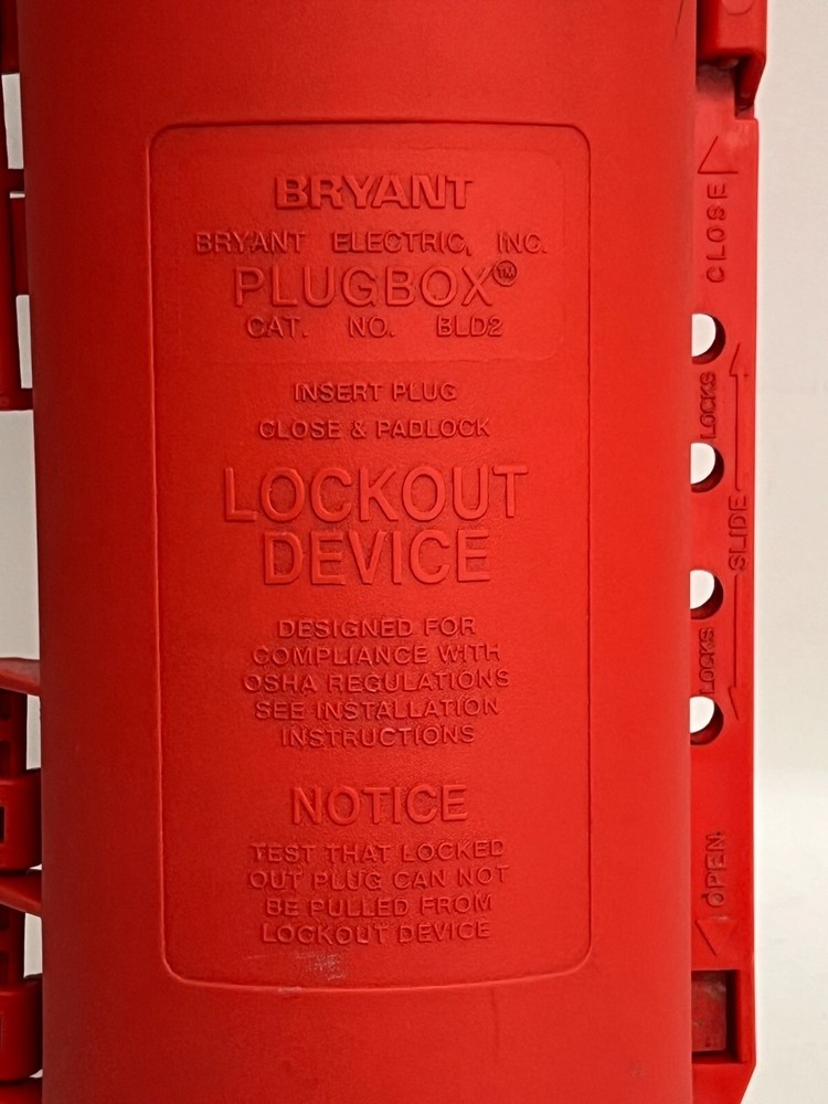 BRYANT ELECTRIC INC. BLD2 PLUGBOX LOCKOUT DEVICE RED POLYPROPYLENE