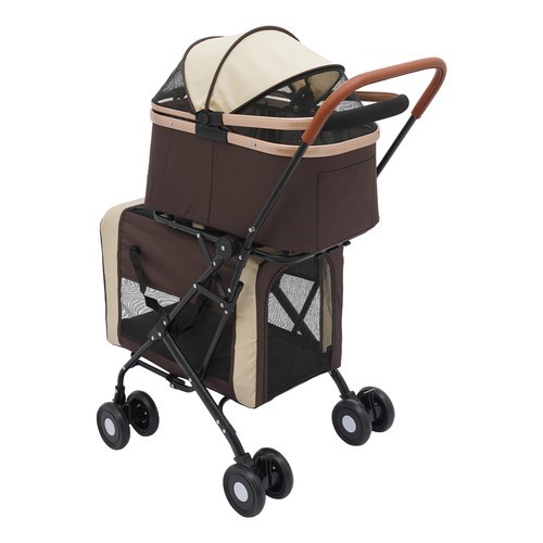 2-Tiers 77lbs Foldable Cat Stroller Pet Stroller Small & Medium Dogs Stroller