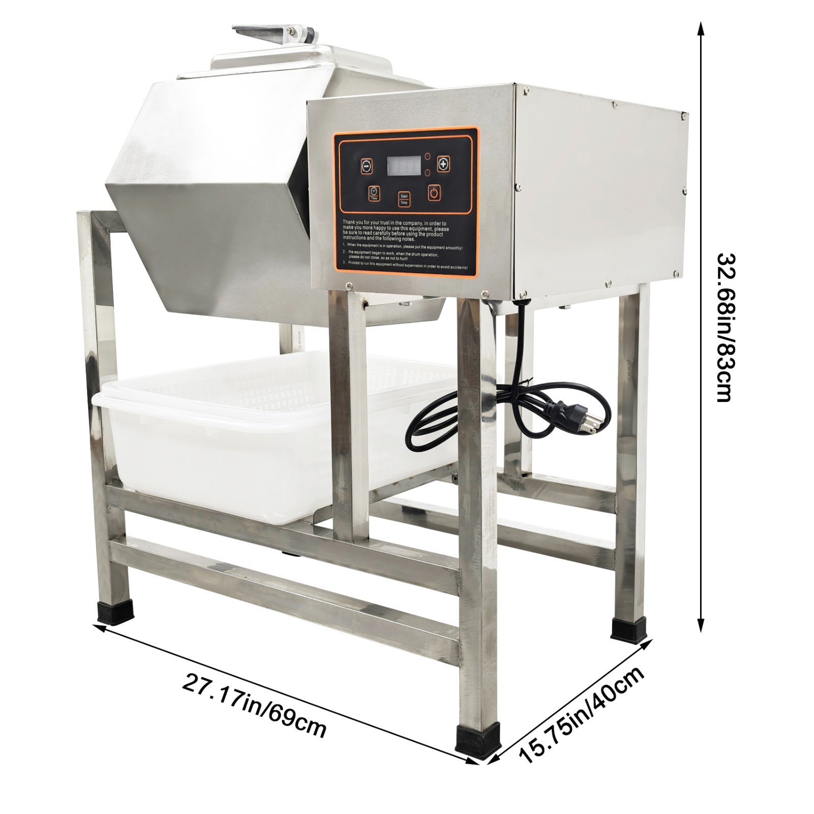 Commercial Meat Tumbler 110V Marinating Machine 38L Stainless Steel Hexagonal Ba