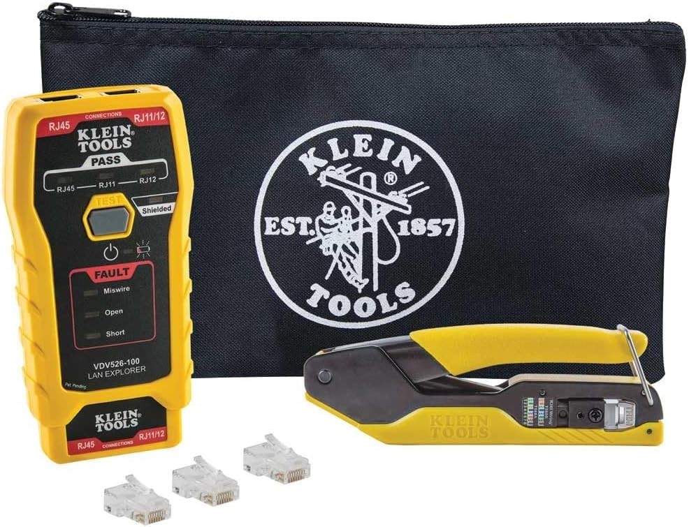 Ethernet Cable Tester and Crimper Kit, Pass-Thru Technology, Includes Connectors