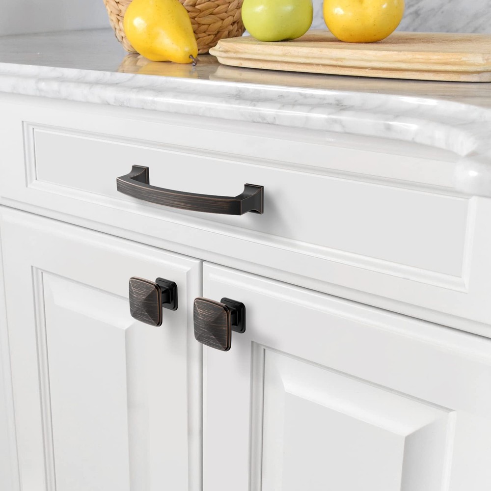 Oil Rubbed Bronze Kitchen Cabinet Pulls 4 Inch Hole Centers Hardware 10 PCS