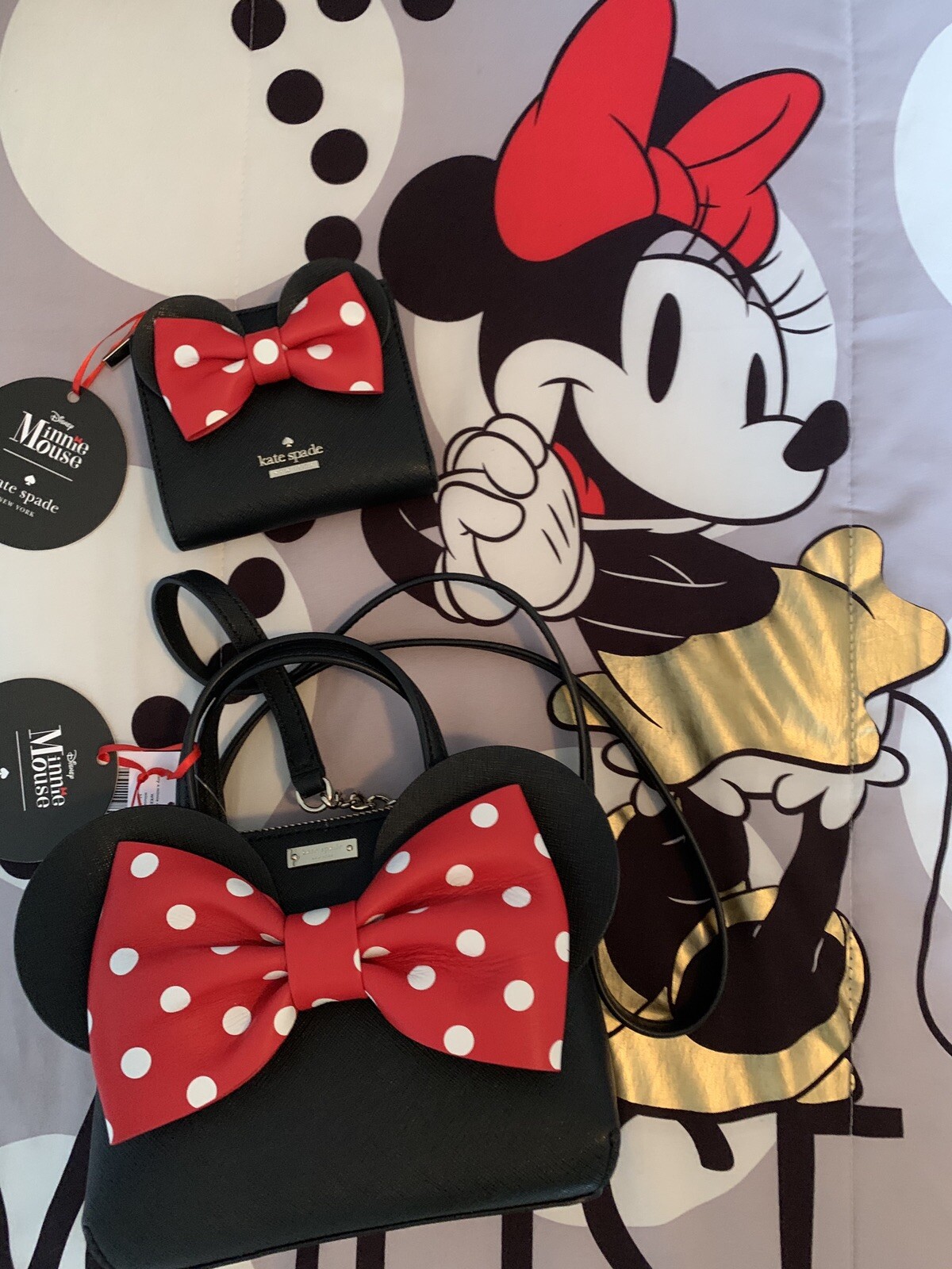 KATE SPADE DISNEY MINNIE MOUSE MINI MAISE CROSSBODY & ADALYN BIFOLD WALLET NWT