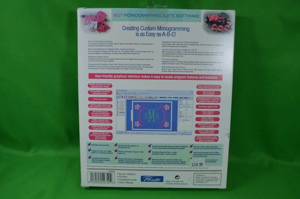 Bes Monogramming Suite Software Pacesetter Embroidery,New Sealed