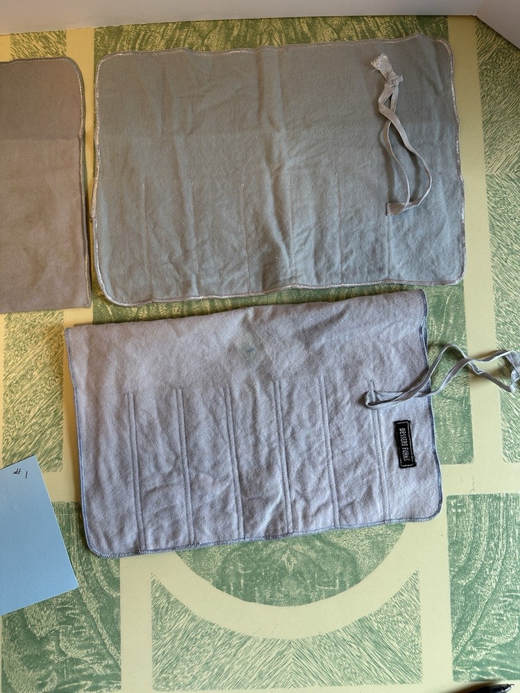 3 EJ Scheer Anti Tarnish Roll-up Flatware & Drawstring Storage Bag Silver Lot #1