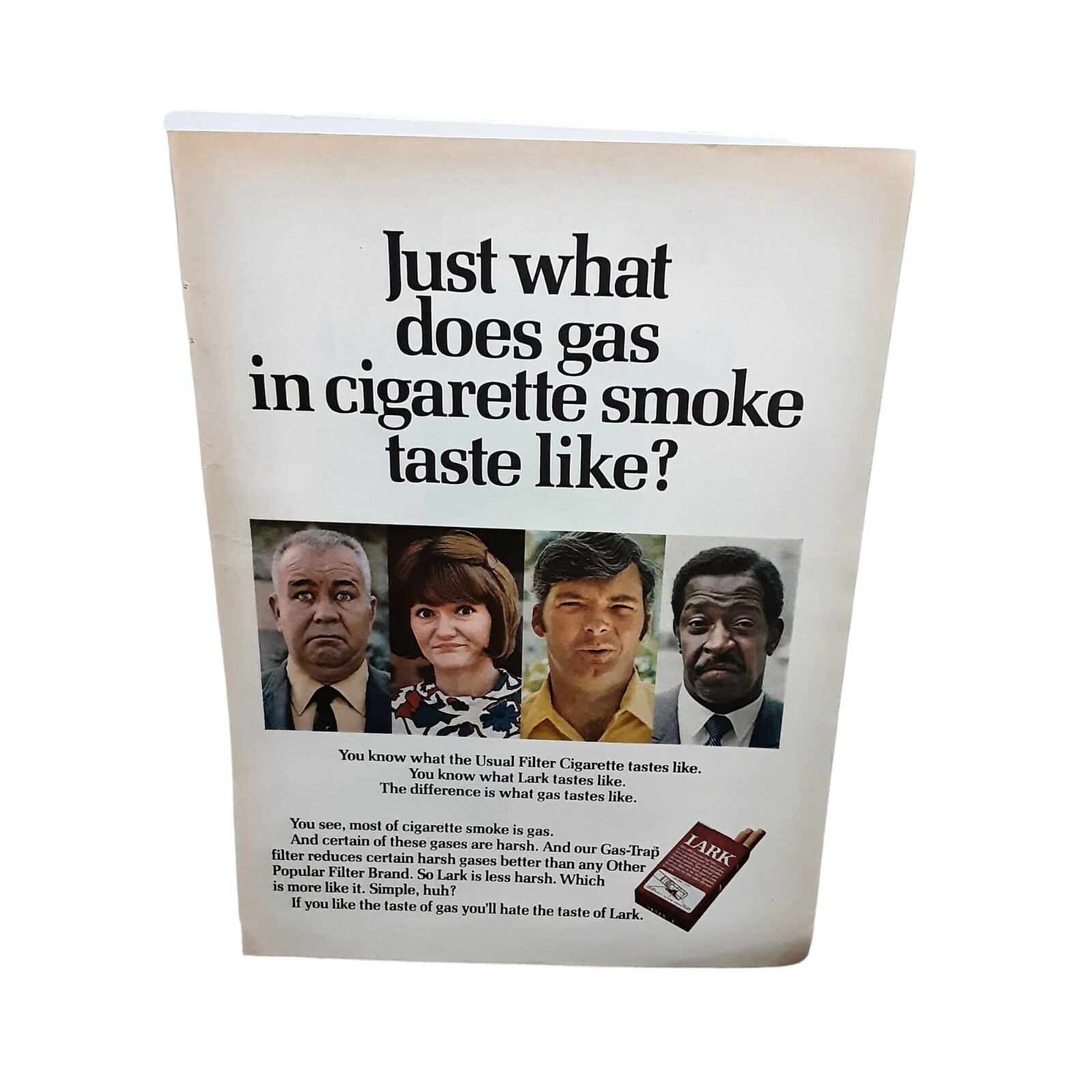 1970 Lark Cigarettes Gas in Smoke Taste Like vintage Original Print ad
