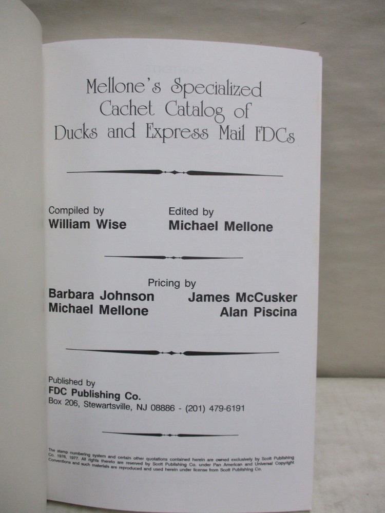 Mellone's Specialized Cachet Catalog of Ducks & Express Mail First Day Covers