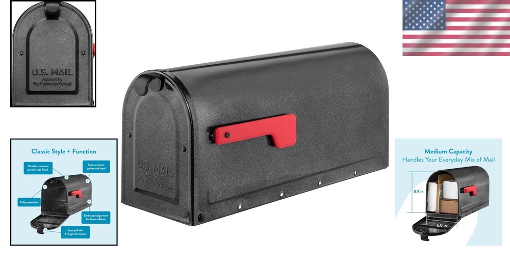 Sleek Medium Pewter Mailbox - Post Mounted, Rust Resistant with Address Display