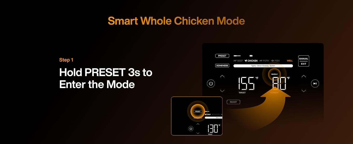 Typhur Sync 8 Quart AI Smart Air Fryer w/ Built-in Wireless Meat Thermometer