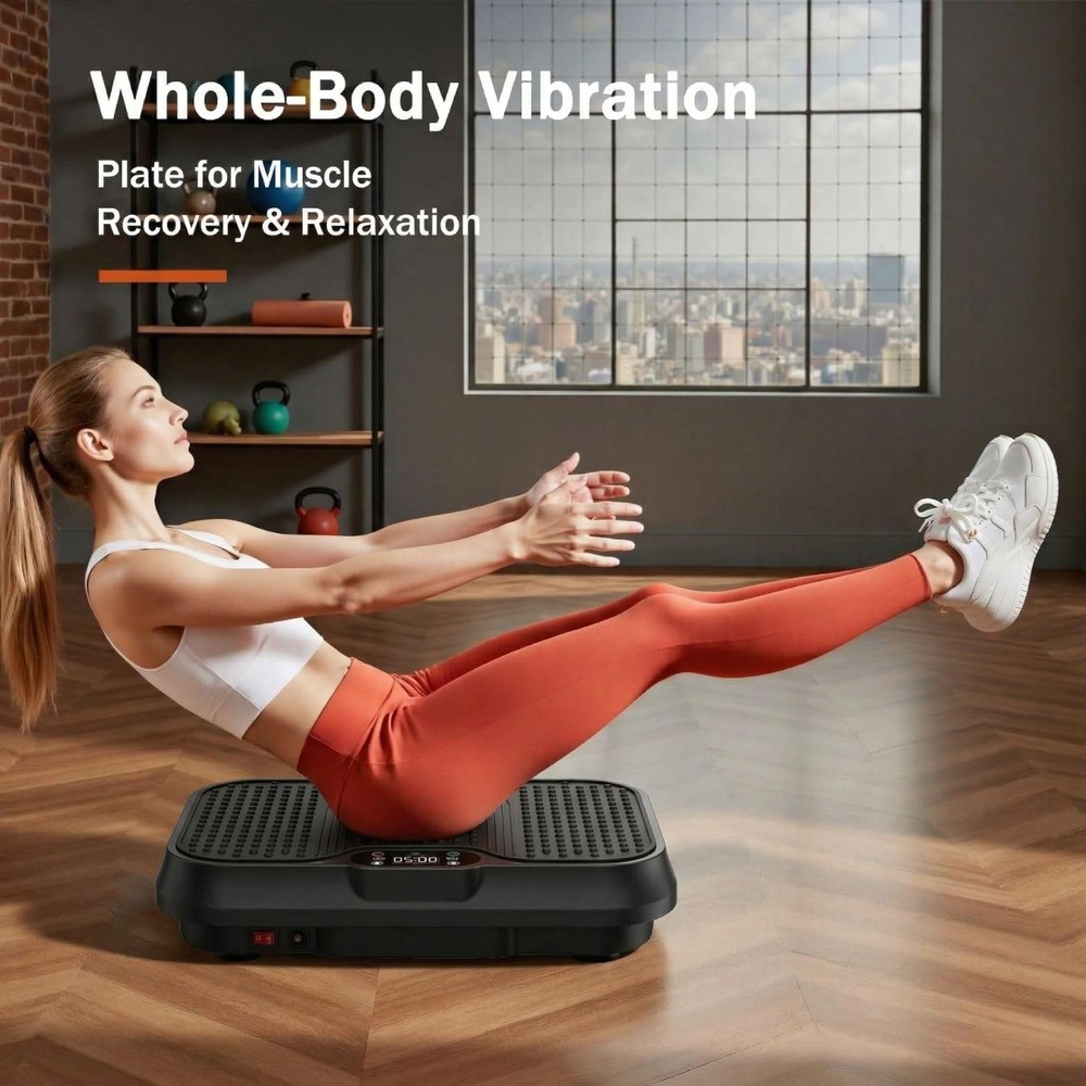 Vibration Plate Exercise Machine, Compact Small for Black-S