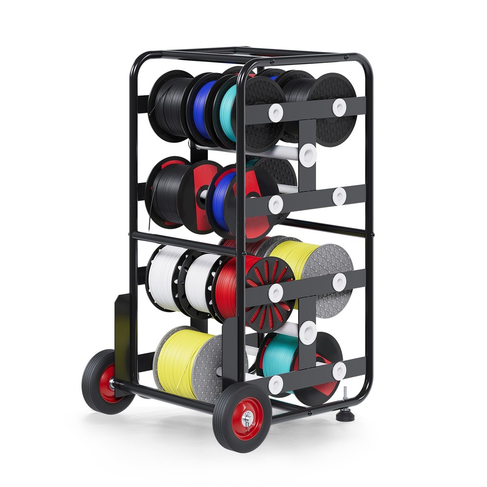 Wire Spool Rack Cable Holder Dispenser with 10 Rods Multiple Axle Spool Cart