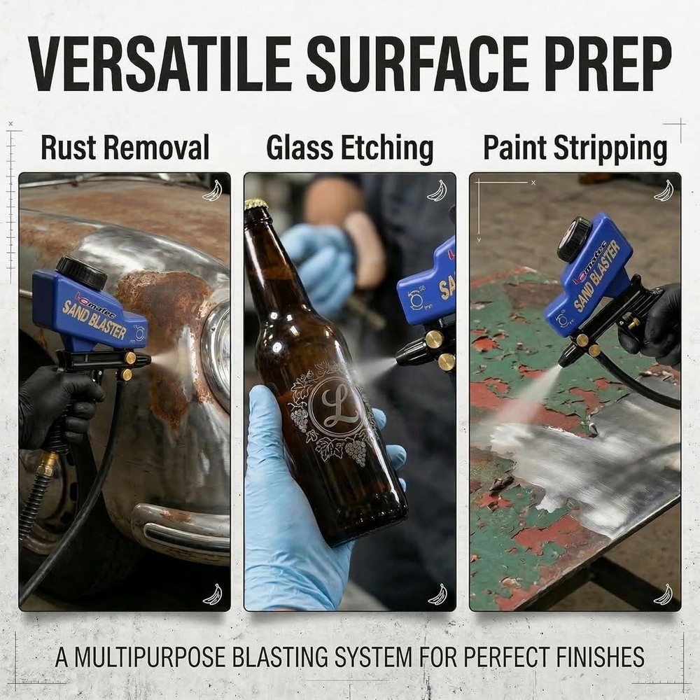 Sand Blaster Gun Kit – Portable Sandblaster for Air Compressor – Rust Removal &