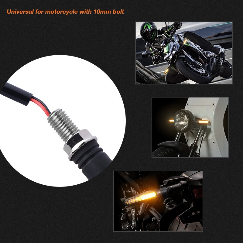 4X Sequential Flowing Motorcycle LED Turn Signal Blinker Light Indicator Amber