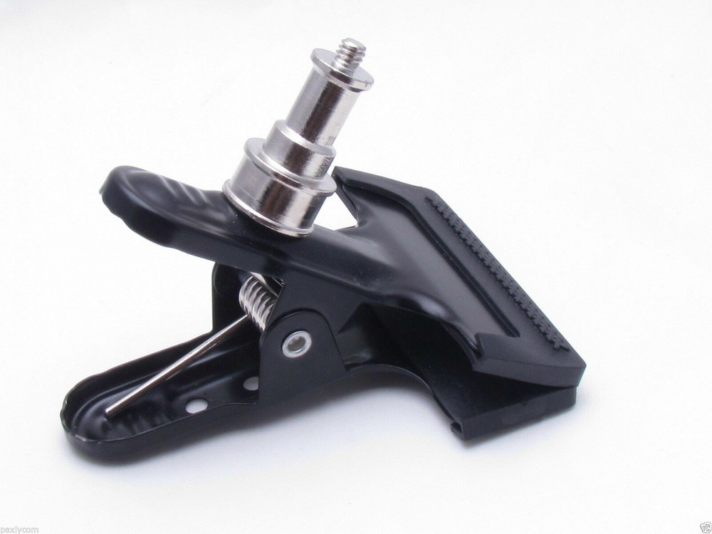 2 Metal Clip Clamp 1/4 Screw Adapter Light Stand Pole Flash Mount Bracket Camera
