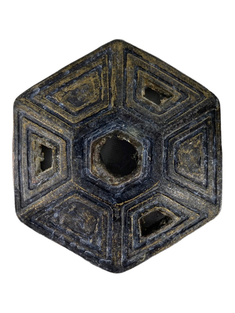 Incense Pot With Lid For Triangular Shaped Incense Gold Black Color