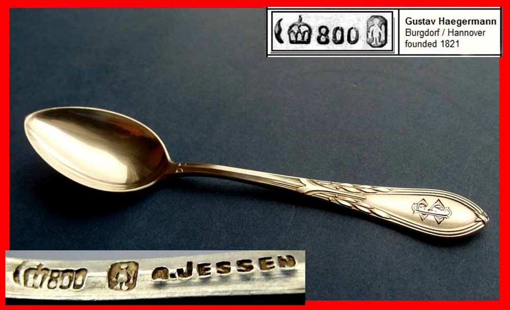 Pair, 2 Spoons, Gustav Haegermann, Jessen, 800 Silver E513