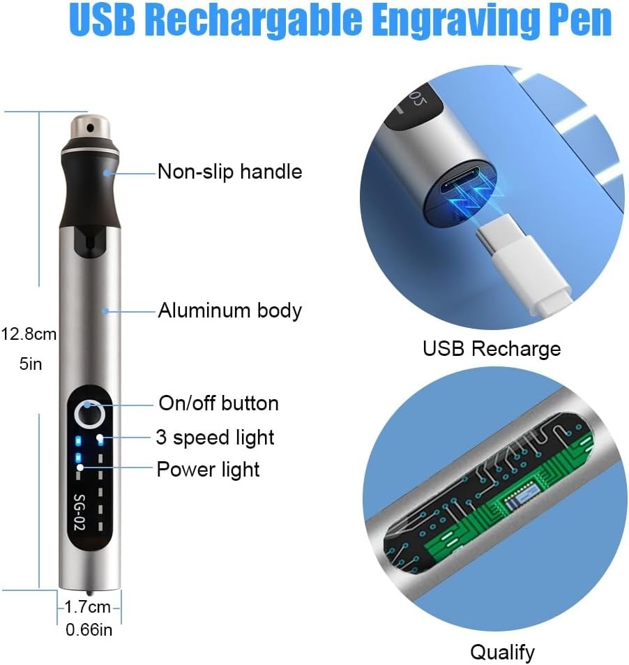 Beginner’s Engraving Pen Set with USB Charging & Adjustable Speed for All Crafts