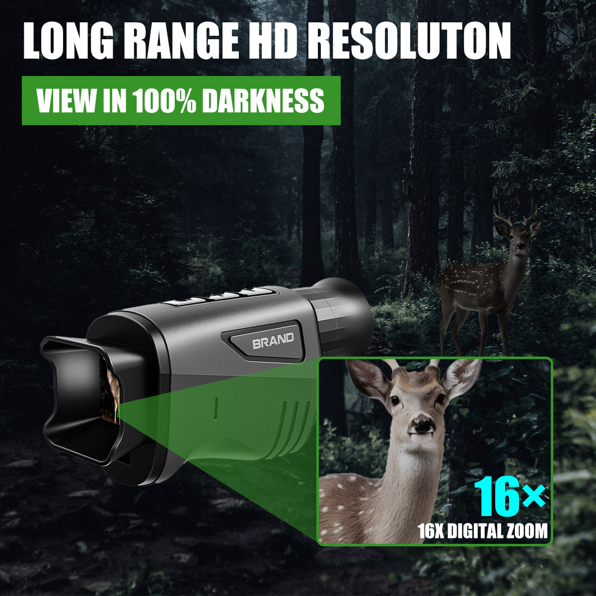 1080P Night Vision Monocular Digital Infrared Monocular Telescope 12MP 16X Zoom