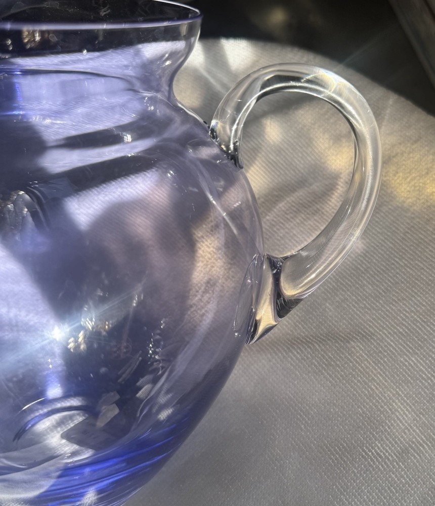 hand-blown Mexican glass pitcher Beautiful Thick Purple