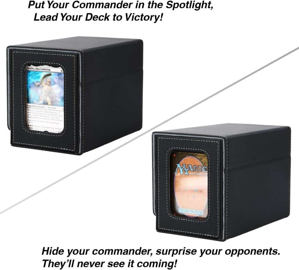 MTG Deck Box for Commander Display with Dice Tray, Double Black＆Grey