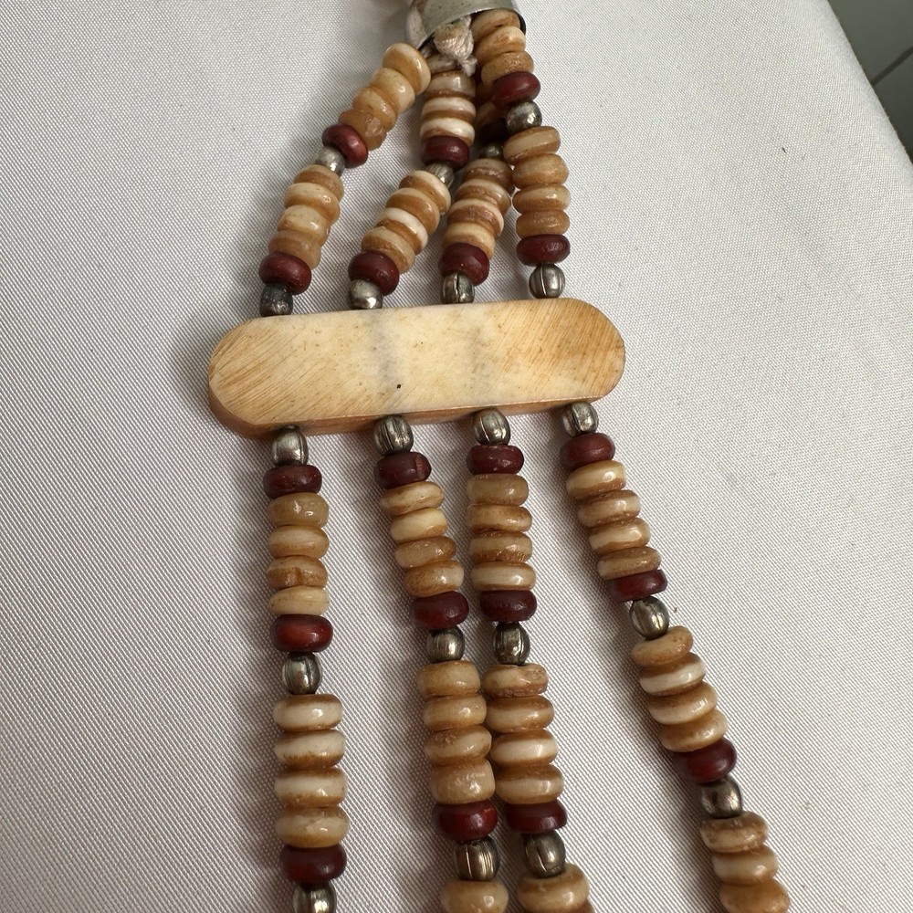 Heishi Brass Beads Shells Necklace 26”