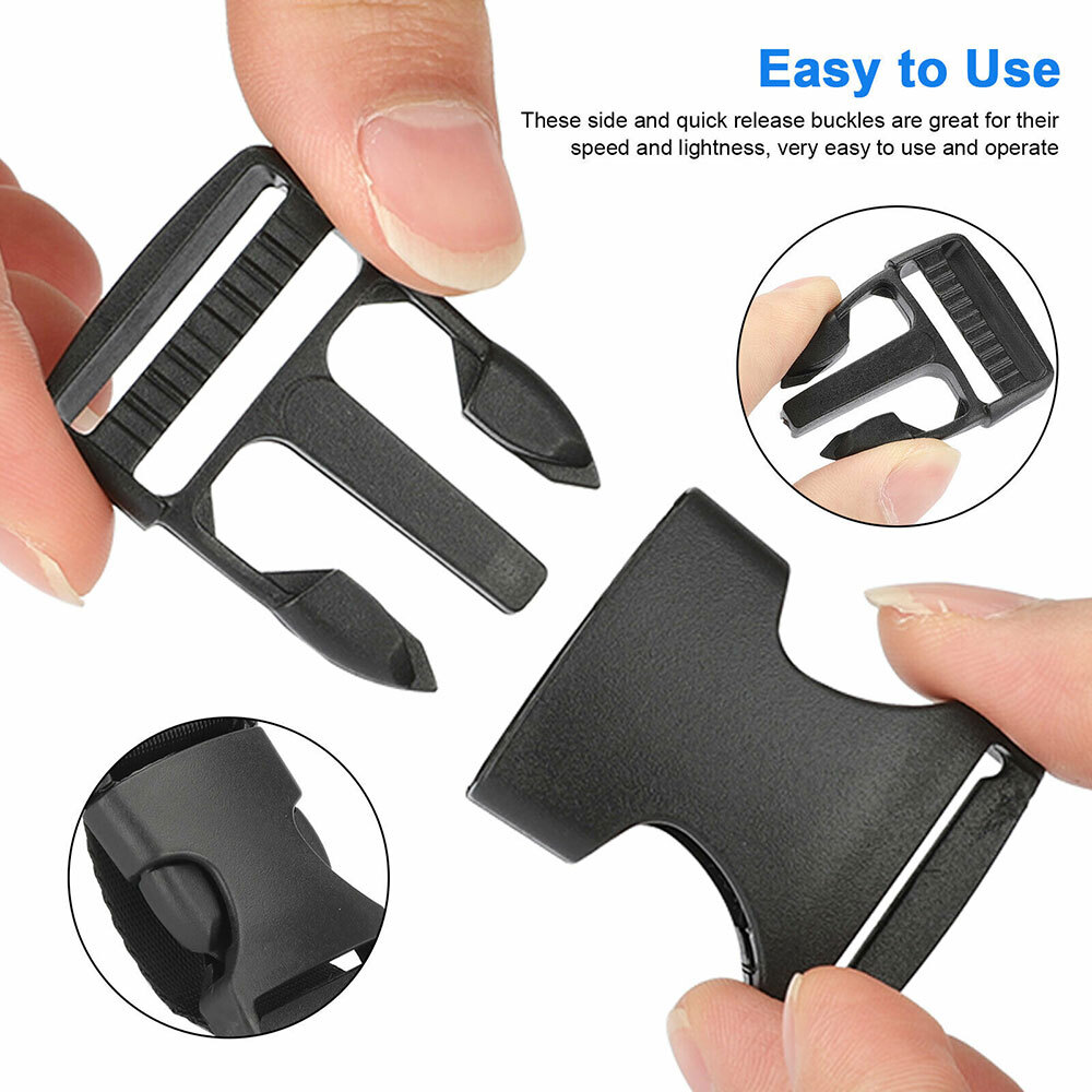 2 pack 1 inch 11 Yards Nylon Webbing Strap / 2 Set Plastic Buckles Side Release