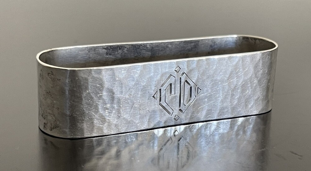 Sterling Silver JOR Napkin Ring Hammered Mono CD