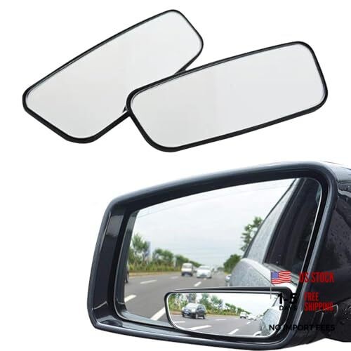 2 PCS Blind Spot Mirror, Rectangular Framed Curved Wide-angle Rearview Mirror,