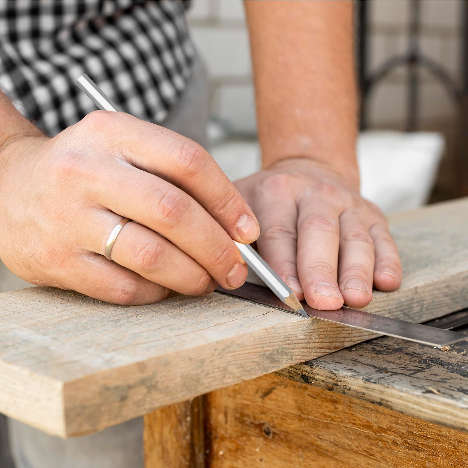 24 Pack Silver Streak Welders Pencil Metallic Marking Pencil Metal Pencils Fo...