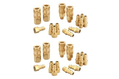Pro High Flow Coupler & Plug Kit 28 Piece Vstyle 1/4 In. Npt Solid Brass Quick