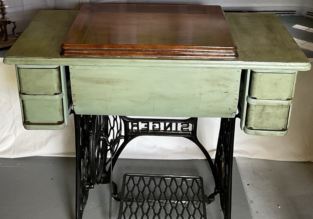 Antique Singer Sewing Machine Repurposed Into an Accent Table