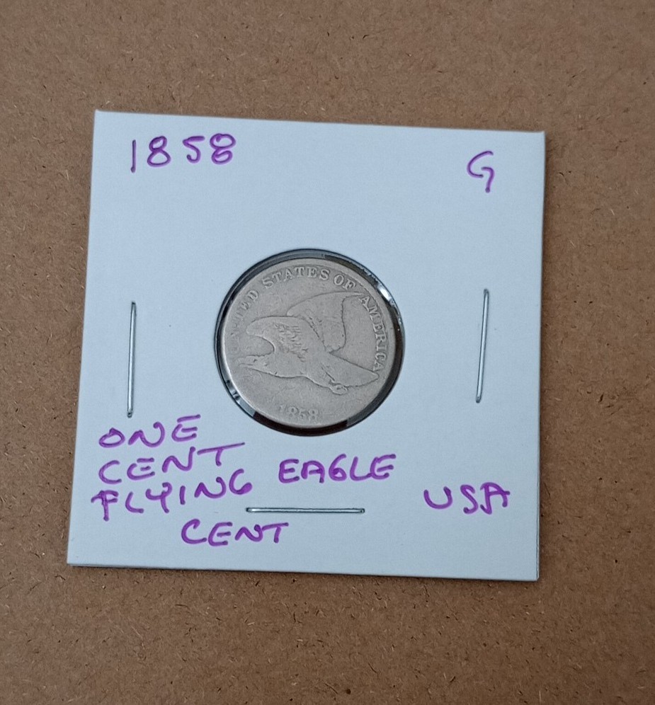 USA 1c~ One Cent ~ Flying Eagle Cent 1858~*  G~ Coin
