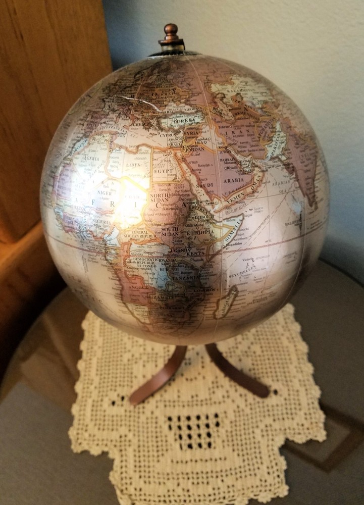 Preowned 14 inch Copper Colored Tabletop Globe