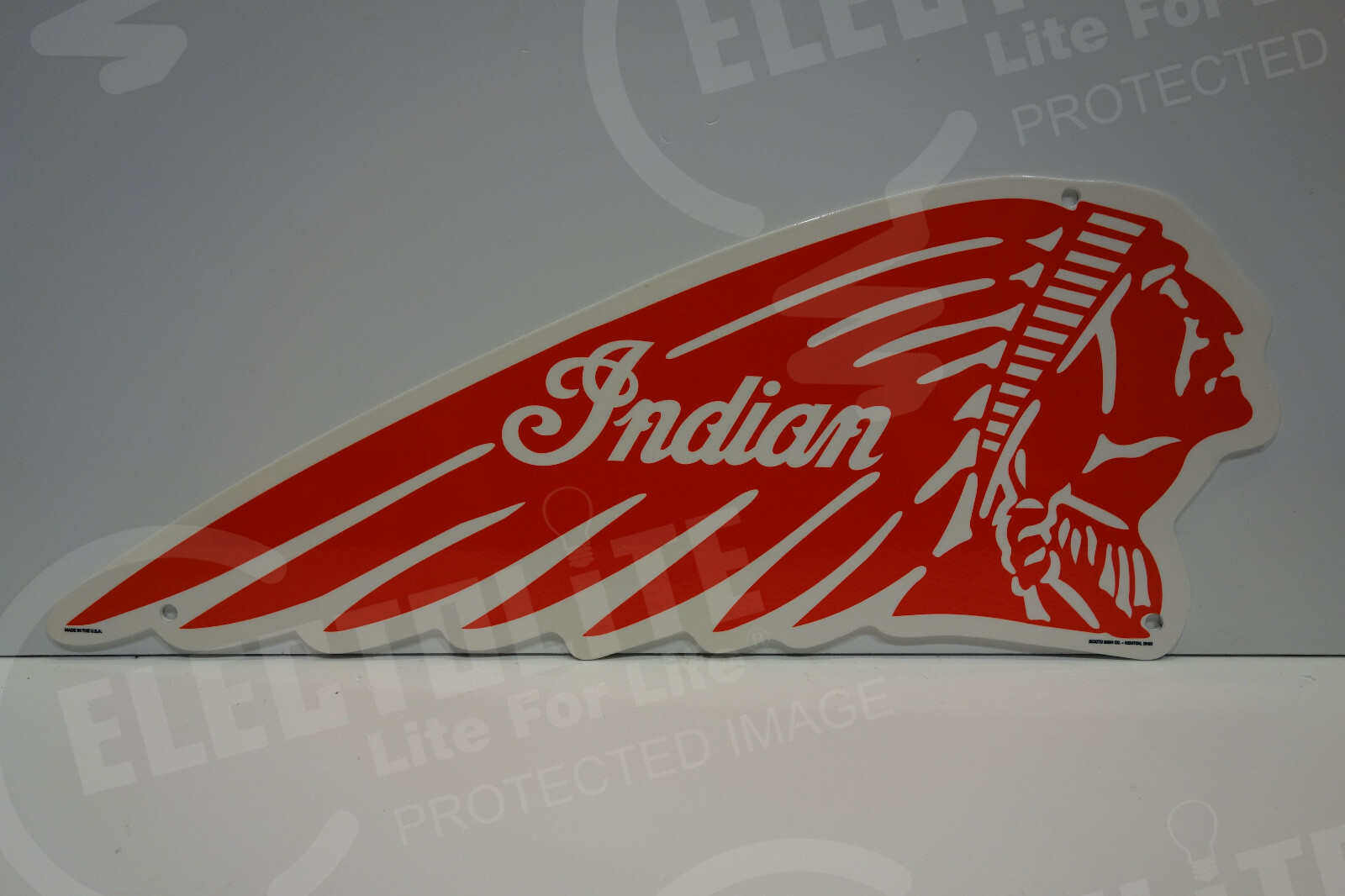 INDIAN MOTORCYCLE ICONIC DEALERSHIP SIGN. 7 1/2" BY 18". VERY COLORFUL!