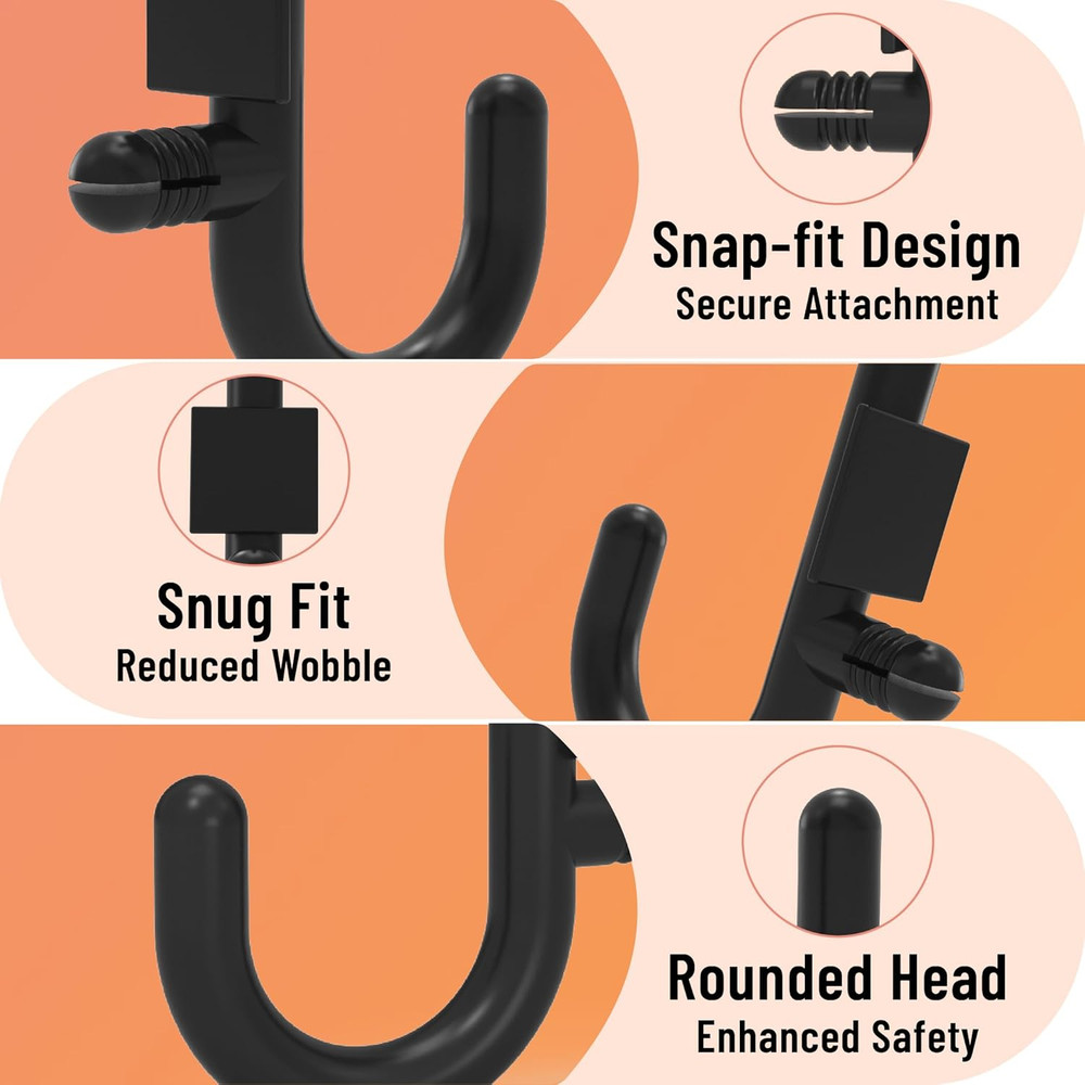 Pegboard Plastic Hooks, Designed for 1/4" Metal Pegboard Panel, Black, 100PC