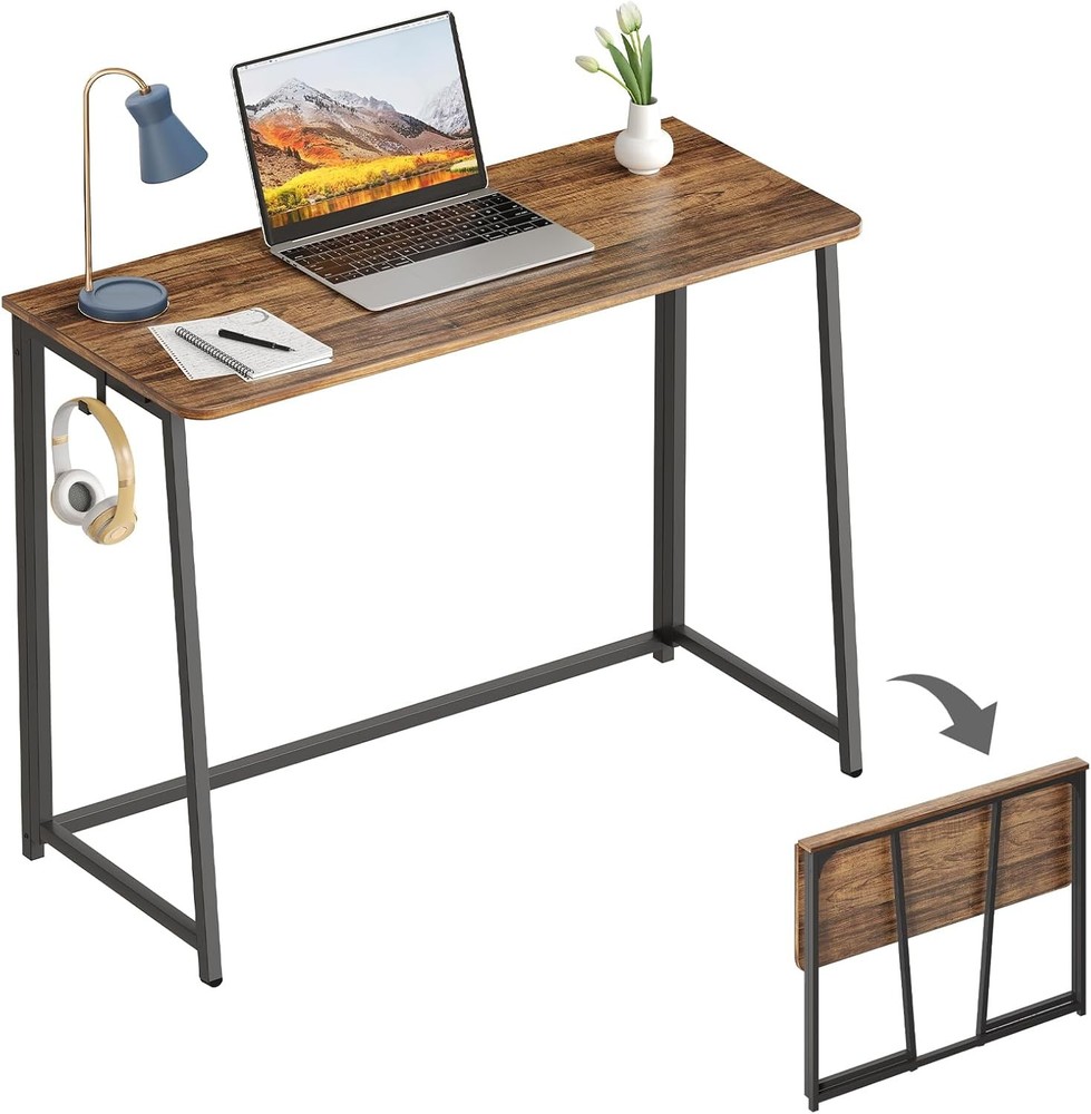 Folding Desk Small Foldable Desk 31.5" Small Spaces Space Saving Computer Table