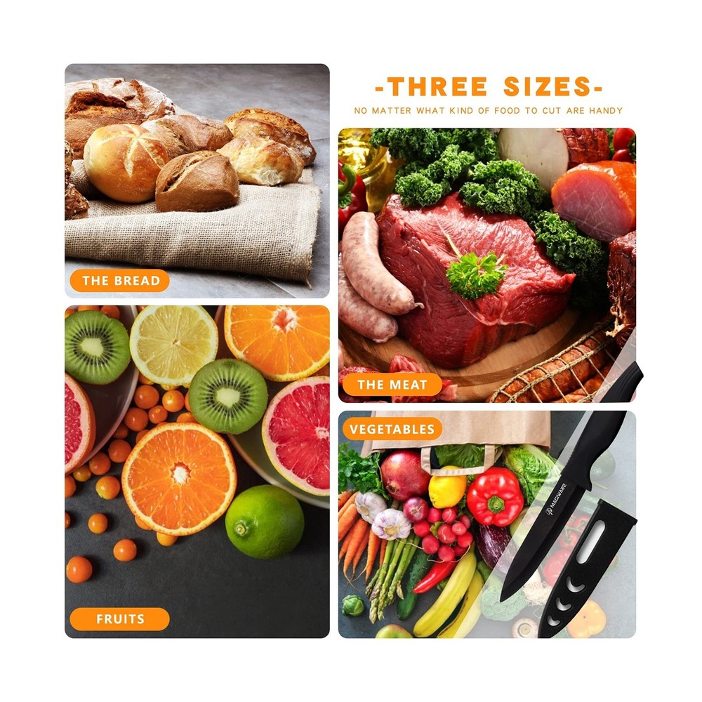 6-Piece Paring Knife Set with Sheaths-Ceramic Blade Sharp Rust Proo... Fast Ship