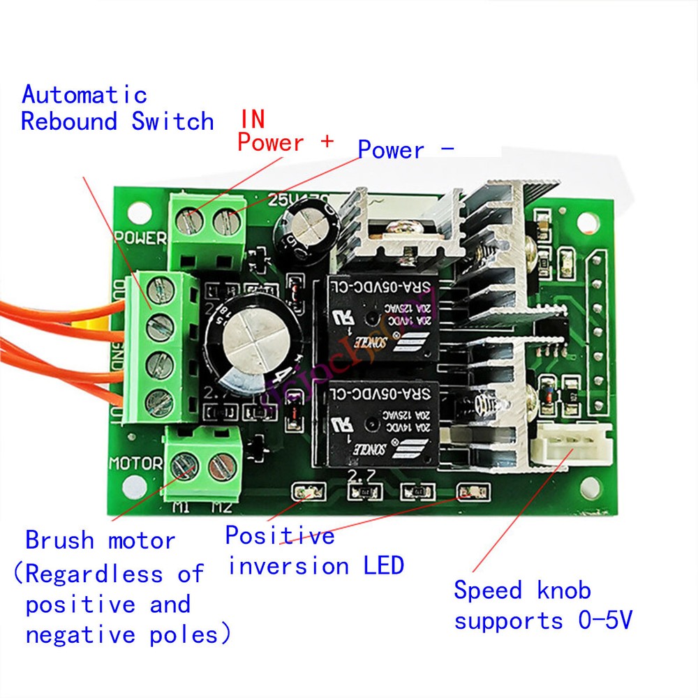 DC12V-24V 10A PWM Brush Motor Speed Controller Positive inversion Switch Control
