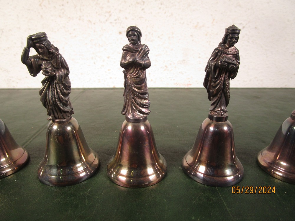 10 Silverplated Religious Bells 3"