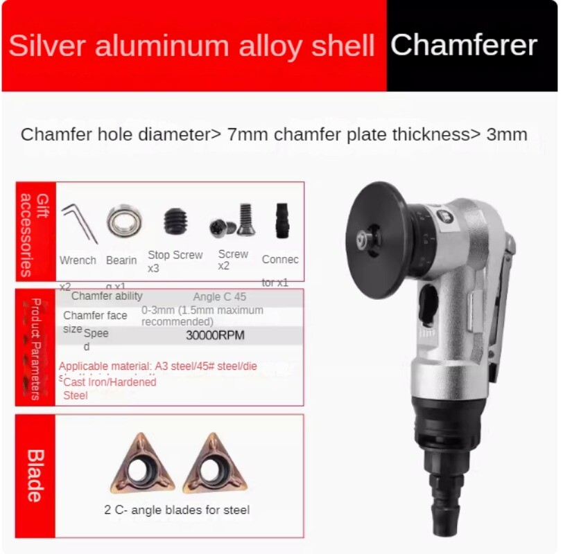 Mini Pneumatic Chamfering Machine 45 Degree Arc Hand-Held Beveling Trimming