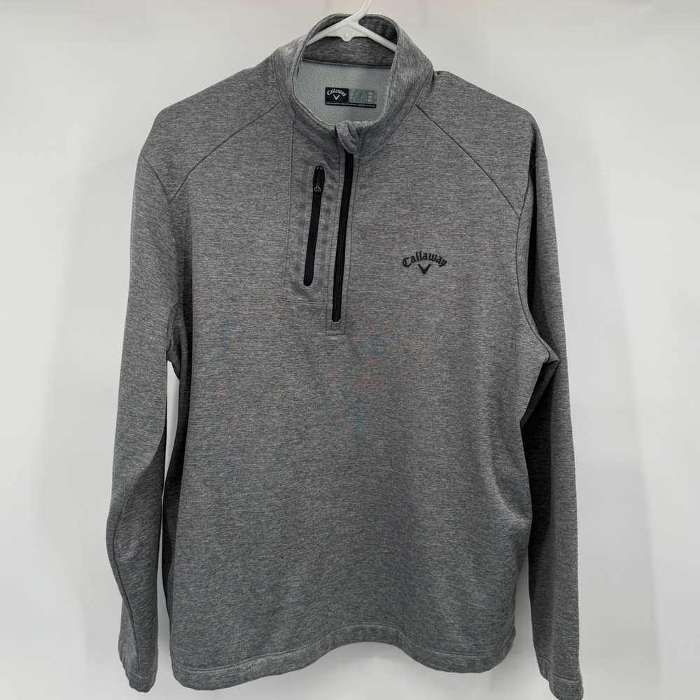 Callaway 1/4 Zip Pullover Mens Medium Gray Heathered Fleece Lined Golf Jacket