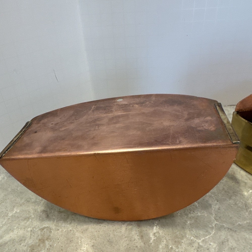 Vintage Sturdy Copper Wall Pockets Flat Back Metalware 2