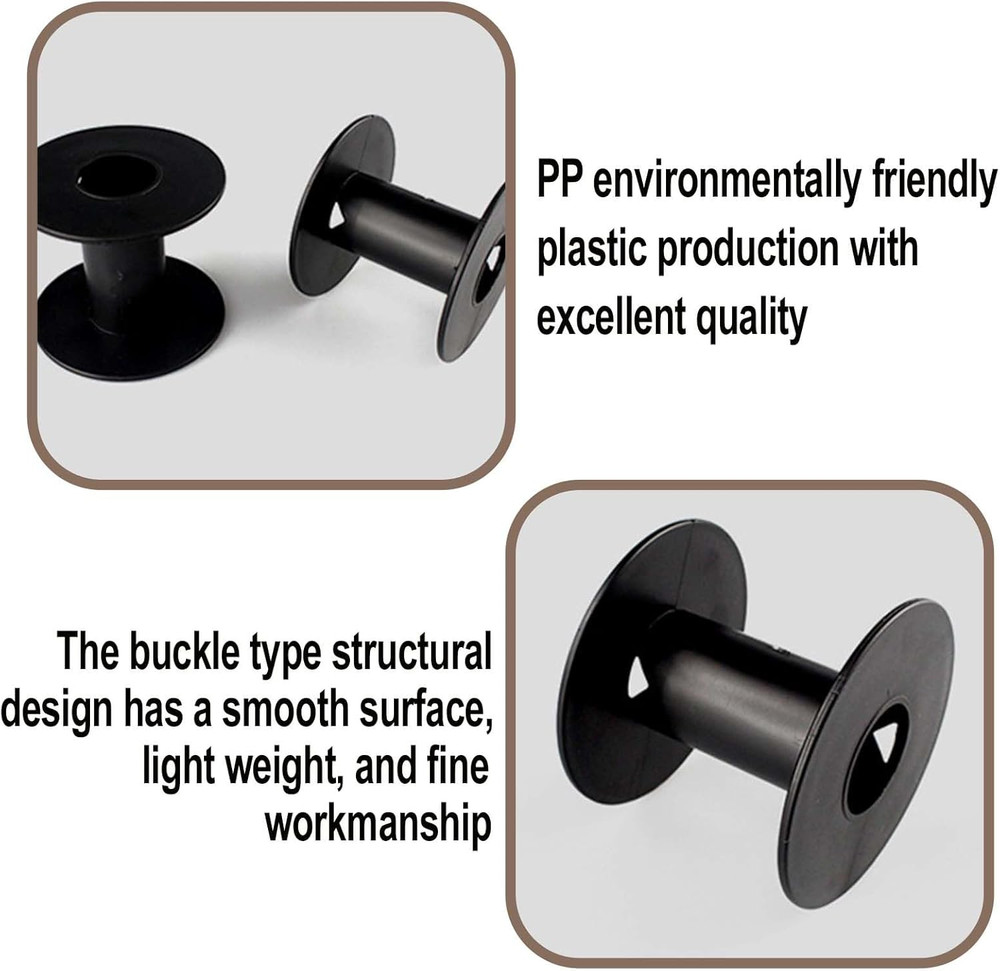 6 Pcs Plastic Spool 71Mm Black Bobbin round Ends Empty Thread Spools for Sewing