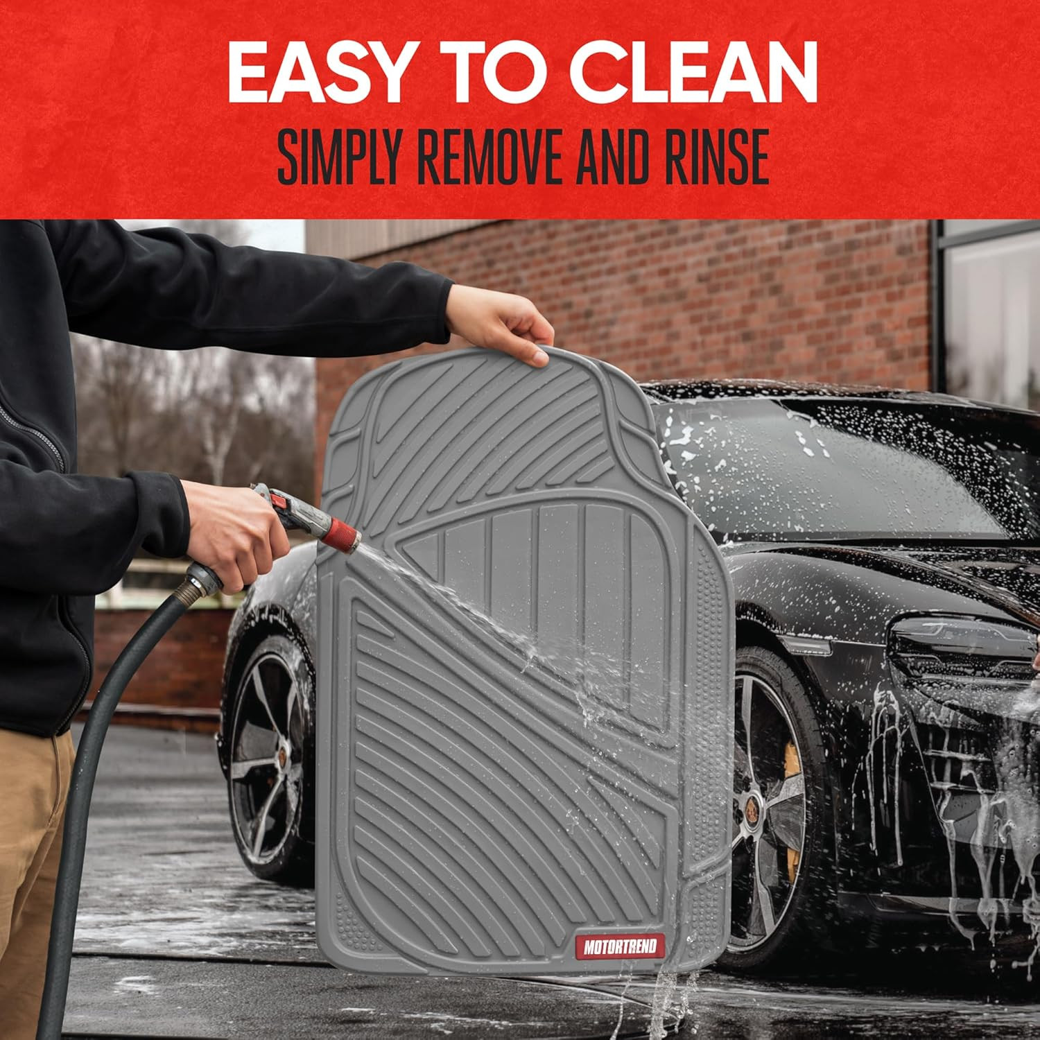 Flextough Performance All Weather Rubber Car Floor Mats with Cargo Liner – Full